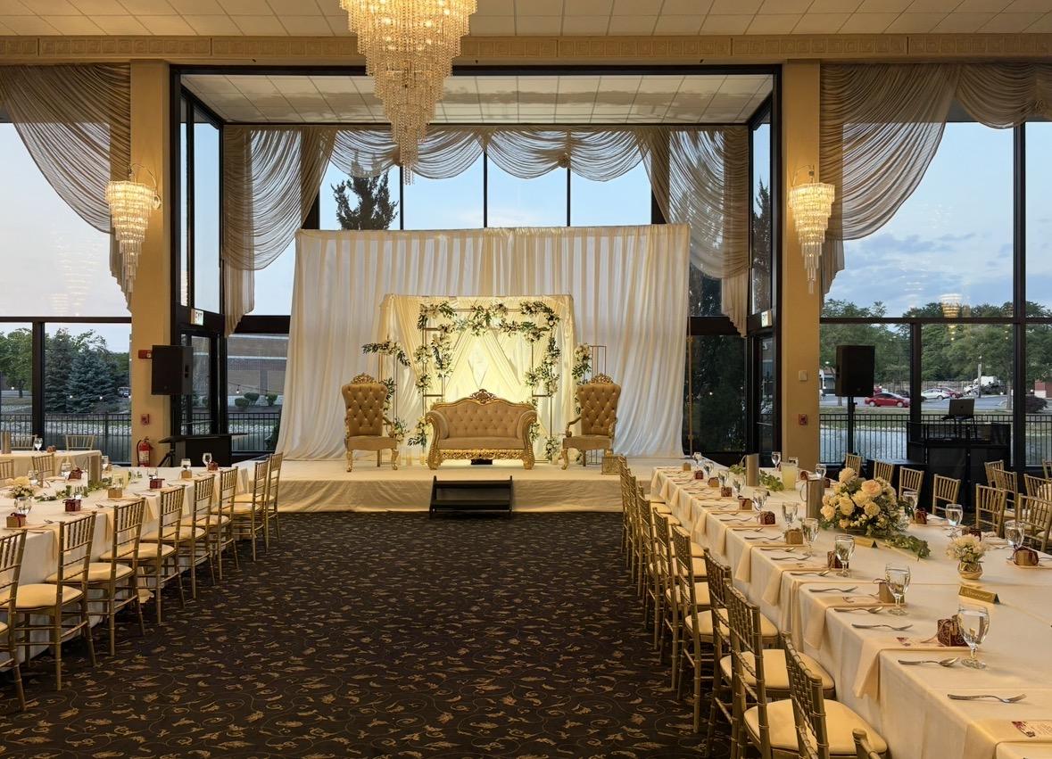 Elegant wedding ballroom setup